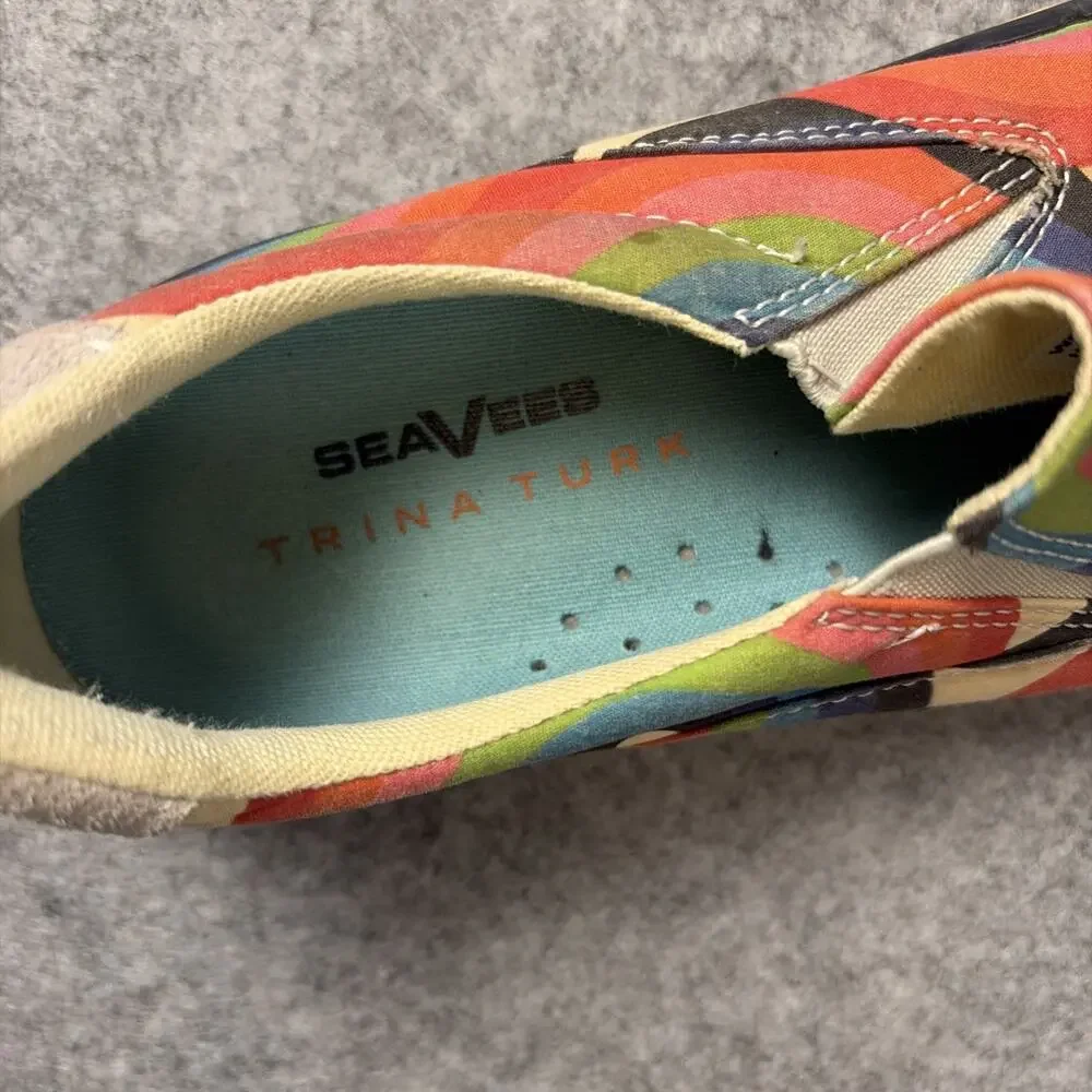 Seaver’s X Trina Turk Baja Retro Rainbow Swirl Slip On Canvas Sneakers 7